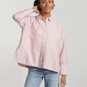 Everlane Boxy Cotton Oxford shirt in red and white stripe